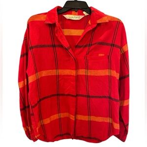 Diane Von Furstenberg Red and Orange Button Down Shirt